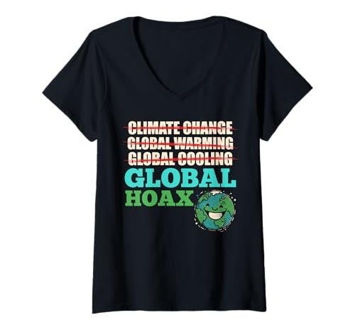 Damen Anti Grüne GLOBAL WARMING HOAX Lustiges Aktivisten T-Shirt mit V-Ausschnitt Damen Anti Grüne GLOBAL WARMING HOAX Lustiges Aktivisten T-Shirt mit V-Ausschnitt von Anti Grüne Shirt Grün nein Danke Anti Klimakleber