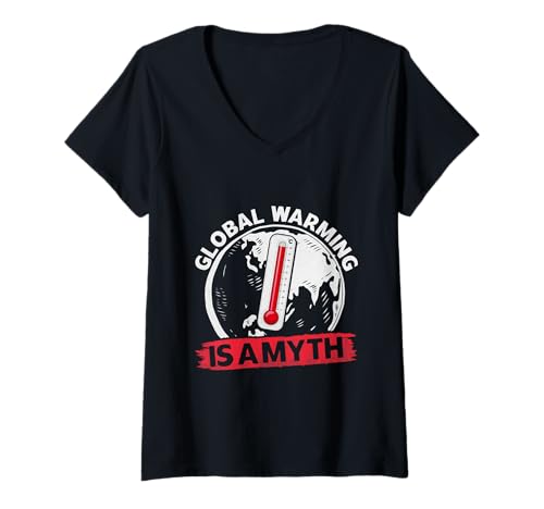 Damen Anti Grüne GLOBAL WARMING IS A MYTH Lustig Aktivisten T-Shirt mit V-Ausschnitt Damen Anti Grüne GLOBAL WARMING IS A MYTH Lustig Aktivisten T-Shirt mit V-Ausschnitt von Anti Grüne Shirt Grün nein Danke Anti Klimakleber