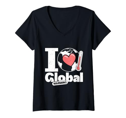 Damen Anti Grüne I LOVE GLOBAL WARMING Lustiges Anti Klimakleber T-Shirt mit V-Ausschnitt Damen Anti Grüne I LOVE GLOBAL WARMING Lustiges Anti Klimakleber T-Shirt mit V-Ausschnitt von Anti Grüne Shirt Grün nein Danke Anti Klimakleber