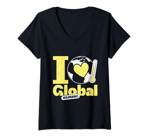 Damen Anti Grüne I LOVE GLOBAL WARMING Lustiges Anti Klimakleber T-Shirt mit V-Ausschnitt Damen Anti Grüne I LOVE GLOBAL WARMING Lustiges Anti Klimakleber T-Shirt mit V-Ausschnitt von Anti Grüne Shirt Grün nein Danke Anti Klimakleber