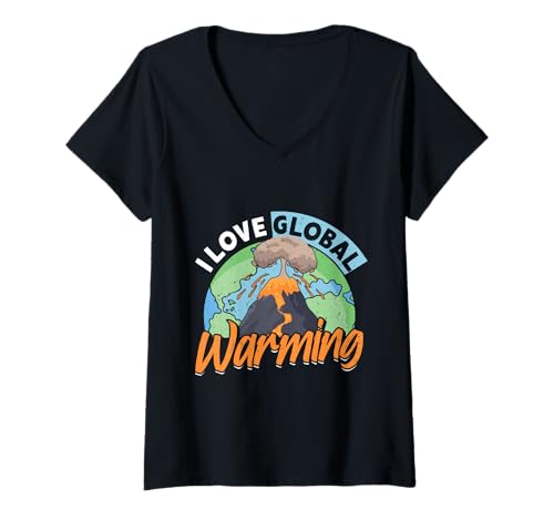 Damen Anti Grüne I LOVE GLOBAL WARMING Lustiges Grün nein Danke T-Shirt mit V-Ausschnitt Damen Anti Grüne I LOVE GLOBAL WARMING Lustiges Grün nein Danke T-Shirt mit V-Ausschnitt von Anti Grüne Shirt Grün nein Danke Anti Klimakleber