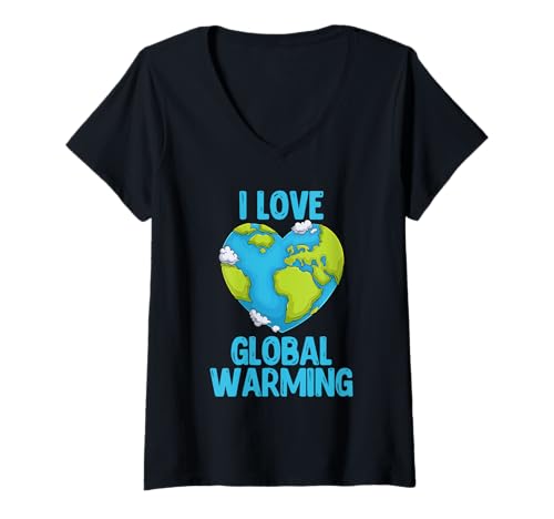 Damen Fracking I LOVE GLOBAL WARMING LUSTIG T-Shirt mit V-Ausschnitt Damen Fracking I LOVE GLOBAL WARMING LUSTIG T-Shirt mit V-Ausschnitt von Anti Grüne Shirt Grün nein Danke Anti Klimakleber