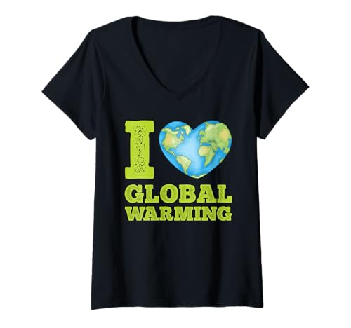 Damen Fracking I LOVE GLOBAL WARMING LUSTIG T-Shirt mit V-Ausschnitt Damen Fracking I LOVE GLOBAL WARMING LUSTIG T-Shirt mit V-Ausschnitt von Anti Grüne Shirt Grün nein Danke Anti Klimakleber