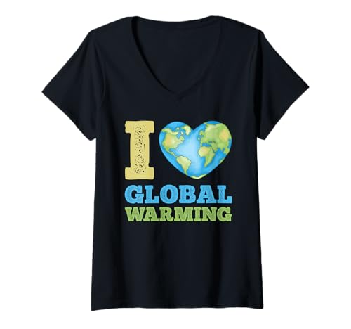 Damen Fracking I LOVE GLOBAL WARMING LUSTIG T-Shirt mit V-Ausschnitt Damen Fracking I LOVE GLOBAL WARMING LUSTIG T-Shirt mit V-Ausschnitt von Anti Grüne Shirt Grün nein Danke Anti Klimakleber