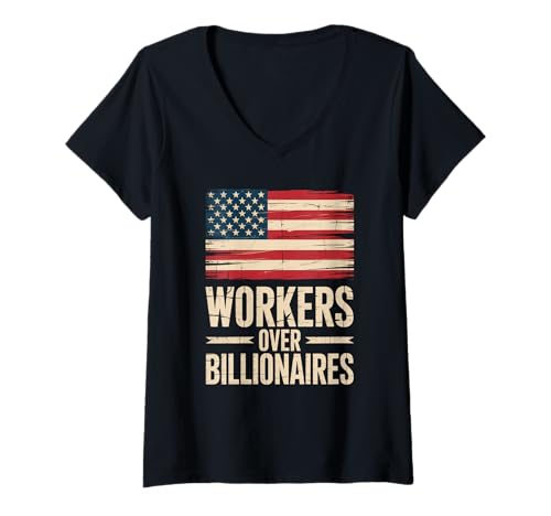 Damen Arbeitnehmer über Milliardäre protestieren gegen die Rallye T-Shirt mit V-Ausschnitt Damen Arbeitnehmer über Milliardäre protestieren gegen die Rallye T-Shirt mit V-Ausschnitt von Anti -Milliardär -Protest
