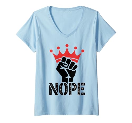 Damen No Kings in America Since 1776 Faust & Crown Protest T-Shirt mit V-Ausschnitt von Anti-Monarchy Freedom for Patriots & Protesters
