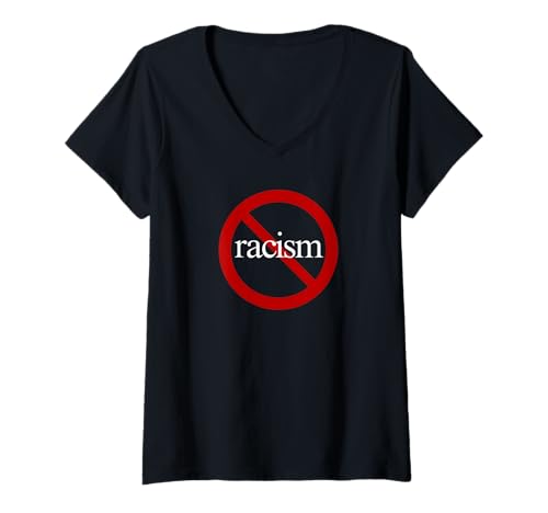 Damen Anti-Rassismus Kein Rassismus Geschenk mit rotem Verbotssymbol Schild T-Shirt mit V-Ausschnitt Damen Anti-Rassismus Kein Rassismus Geschenk mit rotem Verbotssymbol Schild T-Shirt mit V-Ausschnitt von Anti-Racism Gift With Red Prohibition Symbol Sign