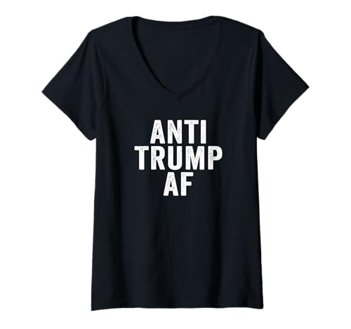 Damen Anti Trump AF Impeach Trump Zitat Spruch Meme T-Shirt mit V-Ausschnitt von Anti Trump AF Collection