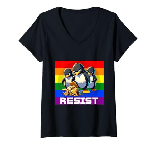 Damen Funny Resist Tariffs Protest Groovy Men Women 4. Juli T-Shirt mit V-Ausschnitt von Anti-Trump Political Humor Clothing Gifts Store