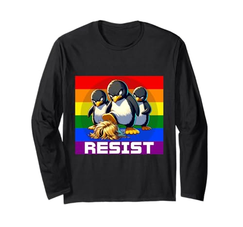Funny Resist Tariffs Protest Groovy Men Women 4. Juli Langarmshirt von Anti-Trump Political Humor Clothing Gifts Store