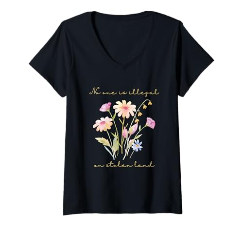 Damen Niemand ist illegal Abolish Ice Immigration Anti Trump Liberal T-Shirt mit V-Ausschnitt Damen Niemand ist illegal Abolish Ice Immigration Anti Trump Liberal T-Shirt mit V-Ausschnitt von Anti Trump Political Protest Liberal Equality Co