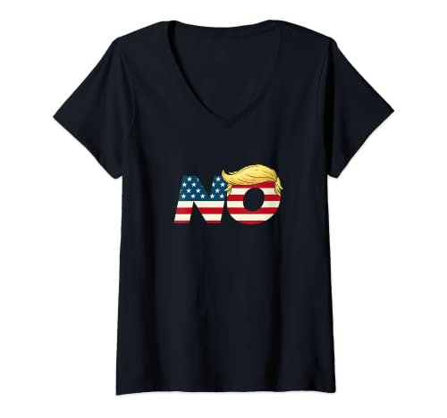 Damen Sag NEIN zu Trump - Nein Trump Anti Trump T-Shirt mit V-Ausschnitt von Anti Trump Shirts