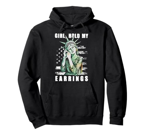 Girl Hold My Earring Kampfmodus Freiheitsstatue Anti Trump Pullover Hoodie von Anti Trump Statue Of Liberty Resist Hands Off