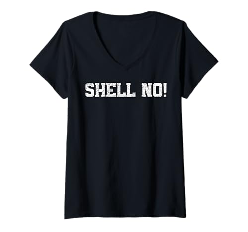 Damen Shell No! Wordplay Friedenszitat No War T-Shirt mit V-Ausschnitt Damen Shell No! Wordplay Friedenszitat No War T-Shirt mit V-Ausschnitt von Anti-War