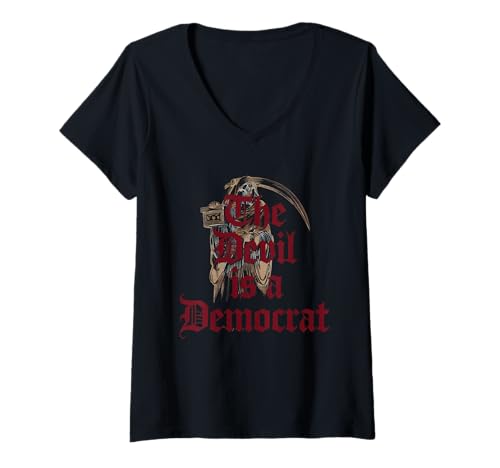 Damen Anti Demokrat Tshirt Retro Democrats Liberal T-Shirt mit V-Ausschnitt von Anti demokraten TShirt Männer Sarkastisch