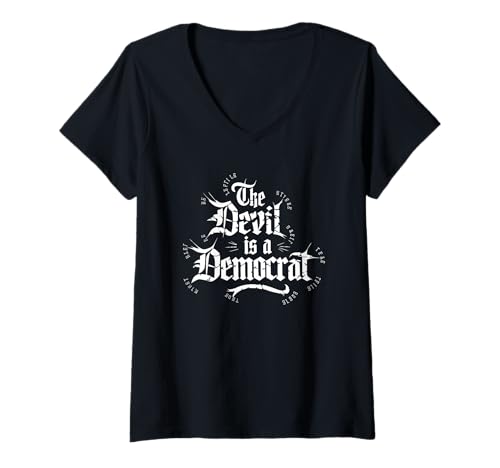 Damen Anti Demokrat Tshirt Retro Democrats Liberal T-Shirt mit V-Ausschnitt von Anti demokraten TShirt Männer Sarkastisch