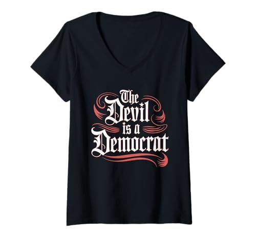 Damen Anti Demokrat Tshirt Retro Democrats Liberal T-Shirt mit V-Ausschnitt von Anti demokraten TShirt Männer Sarkastisch