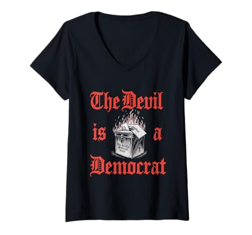Damen Anti Demokrat Tshirt Retro Democrats Liberal T-Shirt mit V-Ausschnitt von Anti demokraten TShirt Männer Sarkastisch