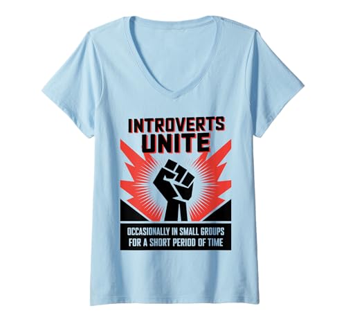 Damen Introvertierte vereinen sich T-Shirt mit V-Ausschnitt von Anti-social Humor Gifts For Introverts