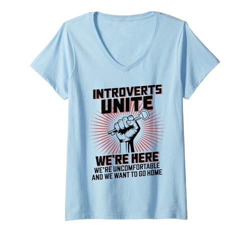 Damen Introvertierte vereinen sich T-Shirt mit V-Ausschnitt von Anti-social Humor Gifts For Introverts