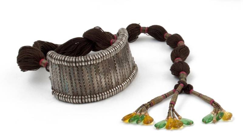 Flexibles Armband "Bazuband" Silber, Baumwolle Und Perlen - Rajasthan Indien von AnticEtnicGem