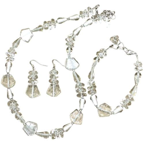 ANTICA MURRINA VENEZIANA VR10 Set aus Halskette und Ohrringen für Damen aus Muranoglas, Weiß, MEDIA, Glas, Glas von Antica Murrina