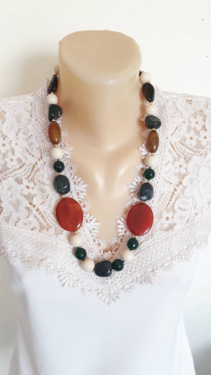 Hartsteinkette, Achatkette, Vintage Halskette Hartsteinkette, Achatkette, Vintage Halskette von AnticoScrigno