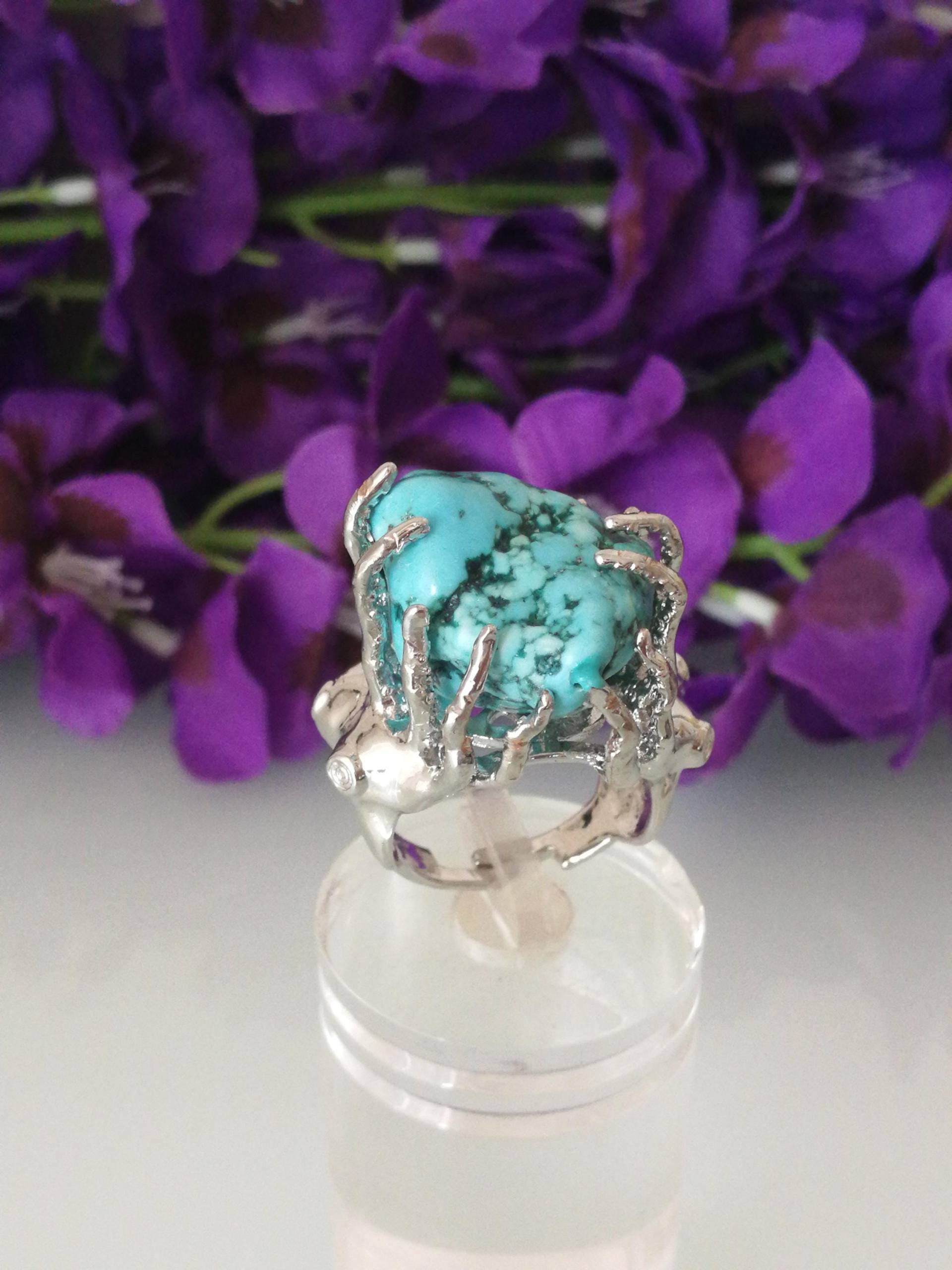 Ring Mit Echtem Türkisstein. Maxi-Ring Ring Mit Echtem Türkisstein. Maxi-Ring von AnticoScrigno