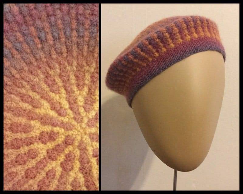 Handgestrickte Chroma Bubble Baskenmütze. Unikat Handgestrickte Chroma Bubble Baskenmütze. Unikat von AntidoteMStudio