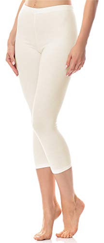 Antié Damen Leggings 3/4 aus Baumwolle AN60-101(Ecru,L) von Antie