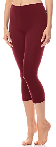 Antié Damen Leggings 3/4 aus Baumwolle AN60-101(Weinrot,L) von Antie