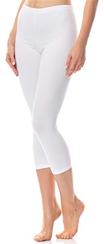 Antié Damen Leggings 3/4 aus Baumwolle AN60-101(Weiß,L) von Antie