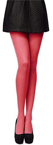 Antie Damen Mikrofaser Strumpfhose bunt blickdicht AN-123 80 DEN (Korallenrot, L (40-44)) von Antie