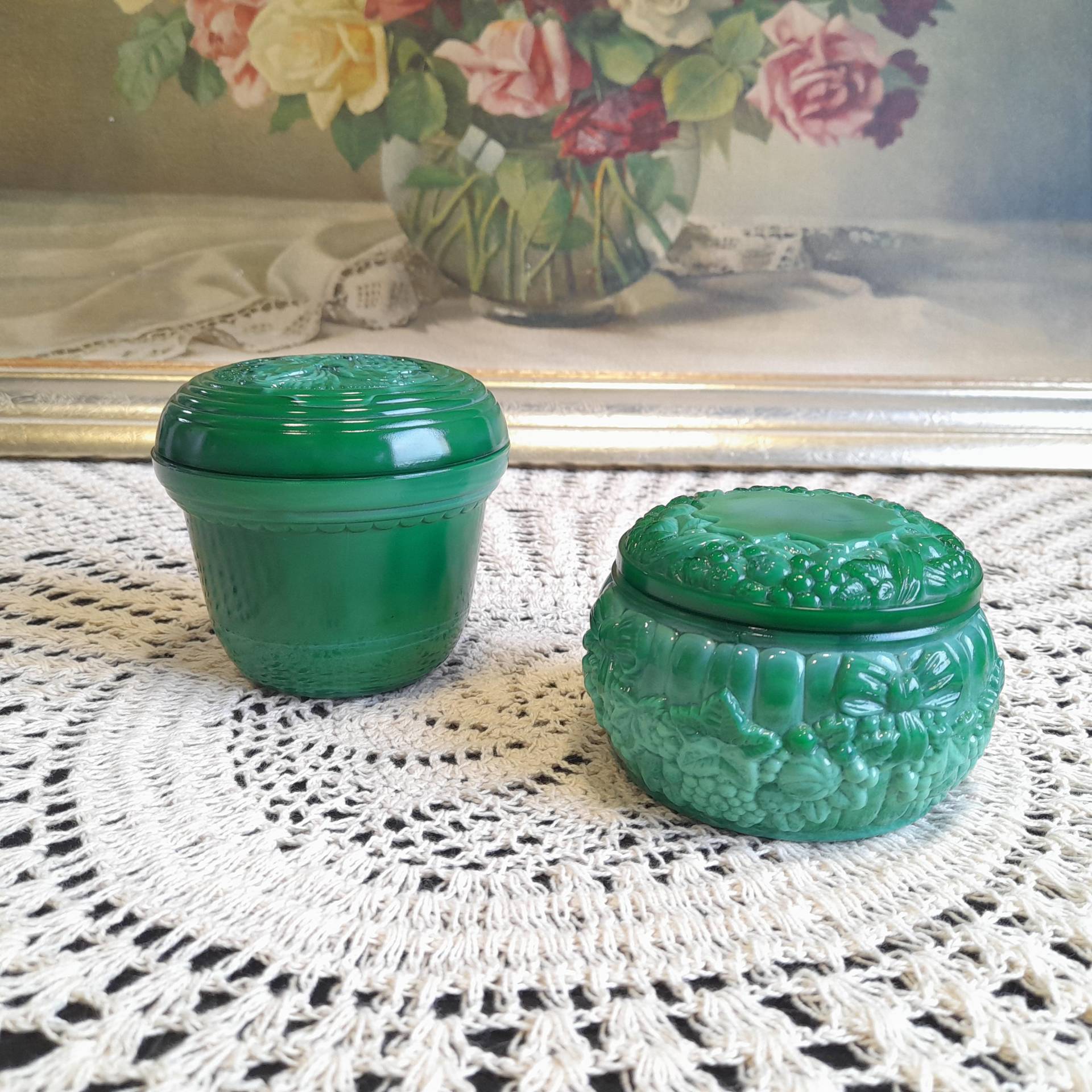 Art-Deco-Malachitglas-Schmuckschachtel Mit Deckel Für Blumenmotiv Art-Deco-Malachitglas-Schmuckschachtel Mit Deckel Für Blumenmotiv von AntikGift