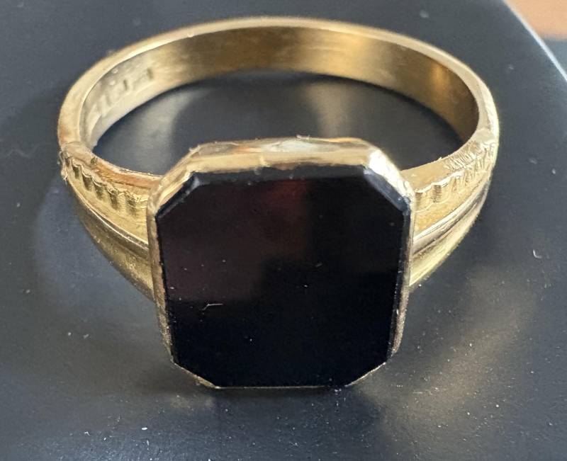 18K Herrenring Goldring Onyx 750Er Gelbgold Siegelring von AntikStaudinger
