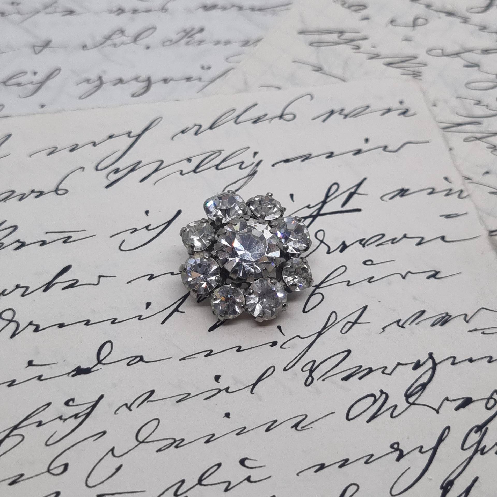 Antike Art Deco Brosche Strass Glitzer Silber von AntikStorys