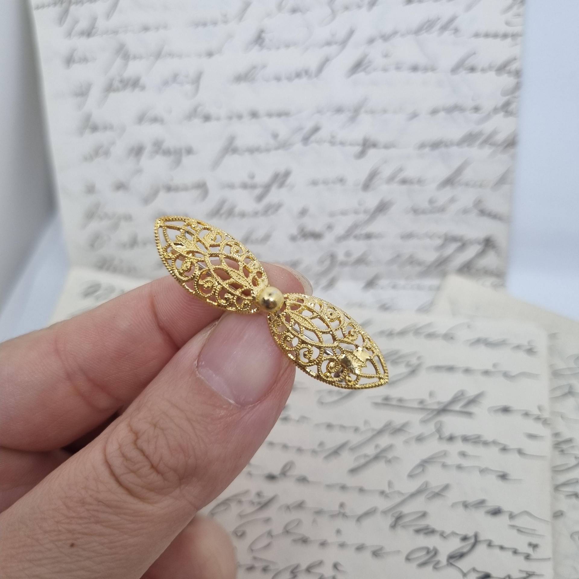 Antike Art Jugendstil Vintage Brosche Antik 50Er Jahre Gold Schleife von AntikStorys