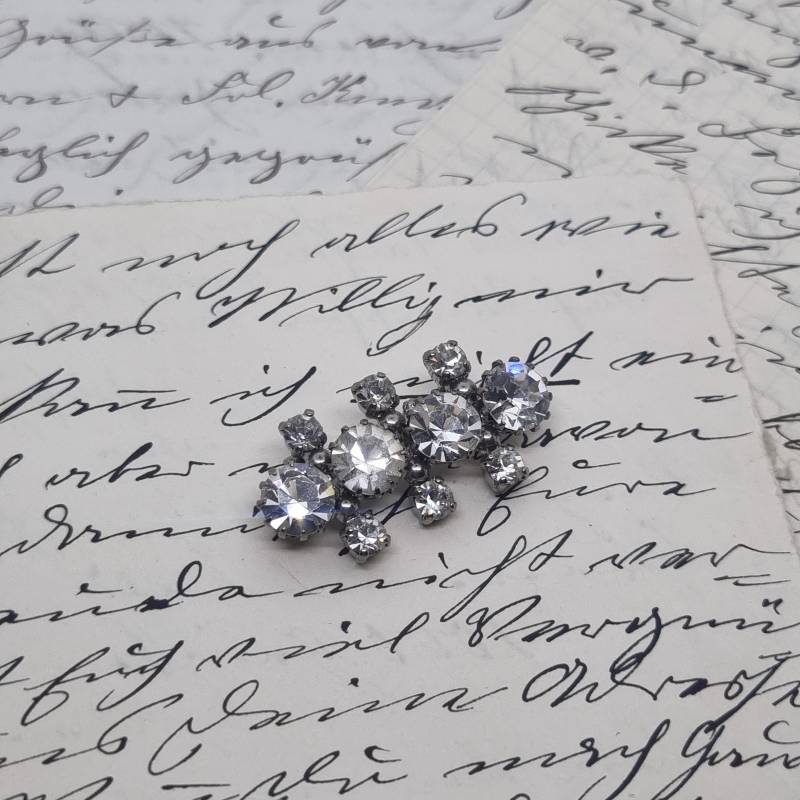 Antike Brosche Antik 50Er Jahre Art Deco Strass Silber Glitzer von AntikStorys