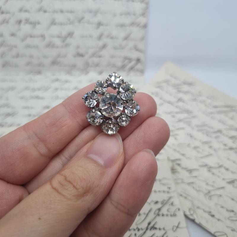 Antike Brosche Art Deco 50Er Jahre Strass Silber von AntikStorys