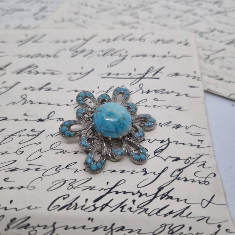 Einzigartige Vintage Brosche Antik 50Er Jahre Art Jugendstil Silber von AntikStorys