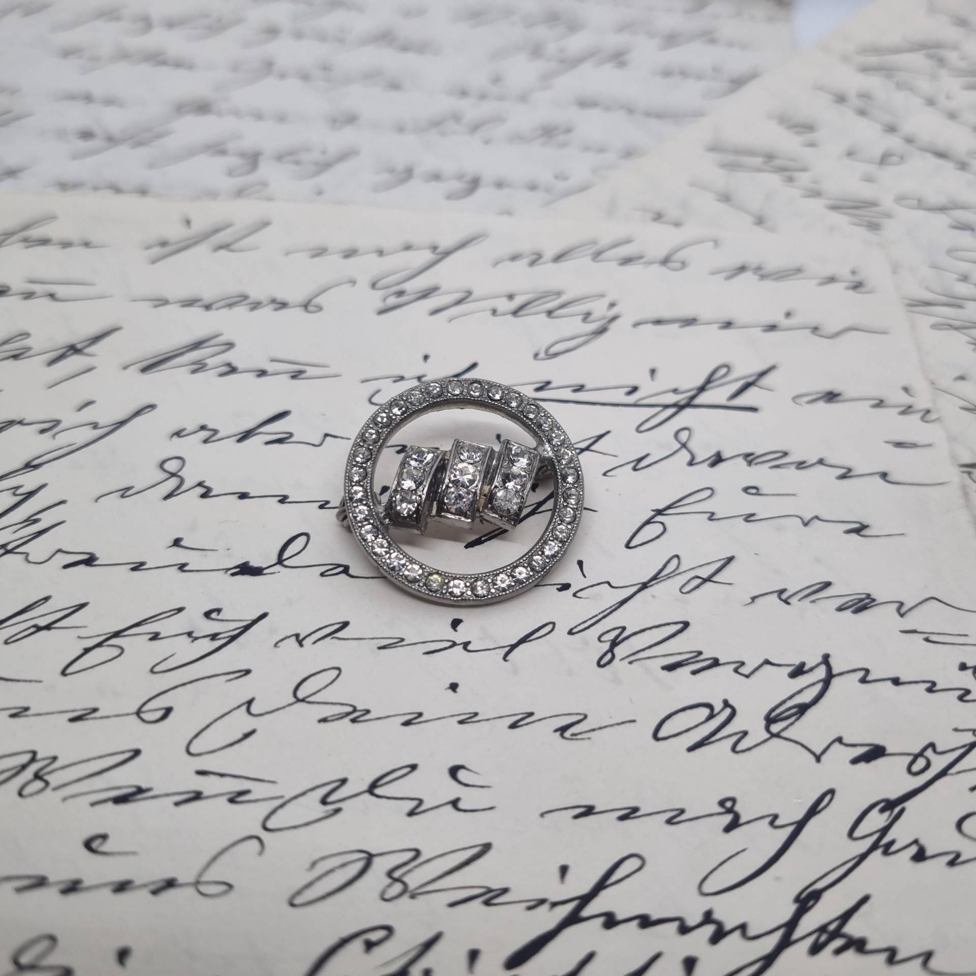 Einzigartige Vintage Brosche Antik 50Er Jahre Silber Strass Ring von AntikStorys