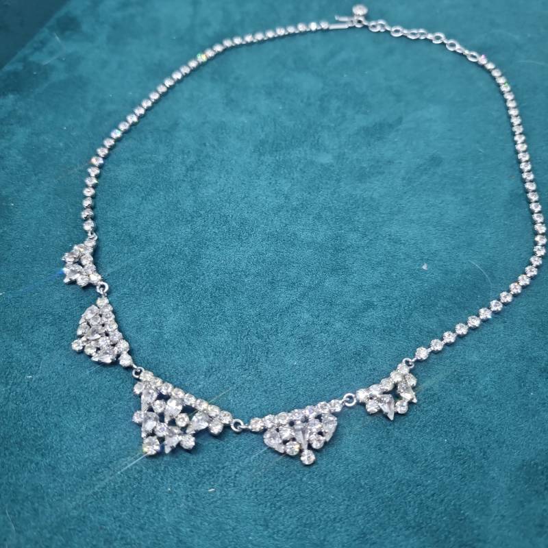 Strasssteinkette Vintage Collier Halskette Strass Kette Modeschmuck Funkelnde Steine von AntikStorys