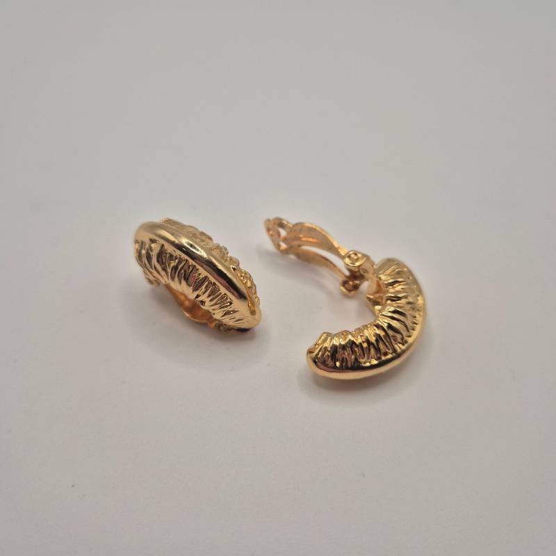 Vintage 50Er Jahre Massive Runway Ohrringe/Made in West Germany Statement Clips Creolen Gold Blatt von AntikStorys