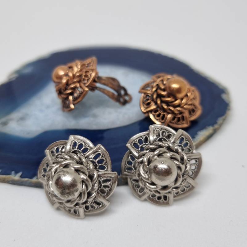 Vintage 50Er Jahre Massive Runway Ohrringe/Made in West Germany Statement Clips Kupfer Silber von AntikStorys