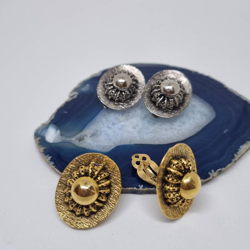 Vintage 50Er Jahre Massive Runway Ohrringe/Made in West Germany Statement Clips Silber Gold von AntikStorys