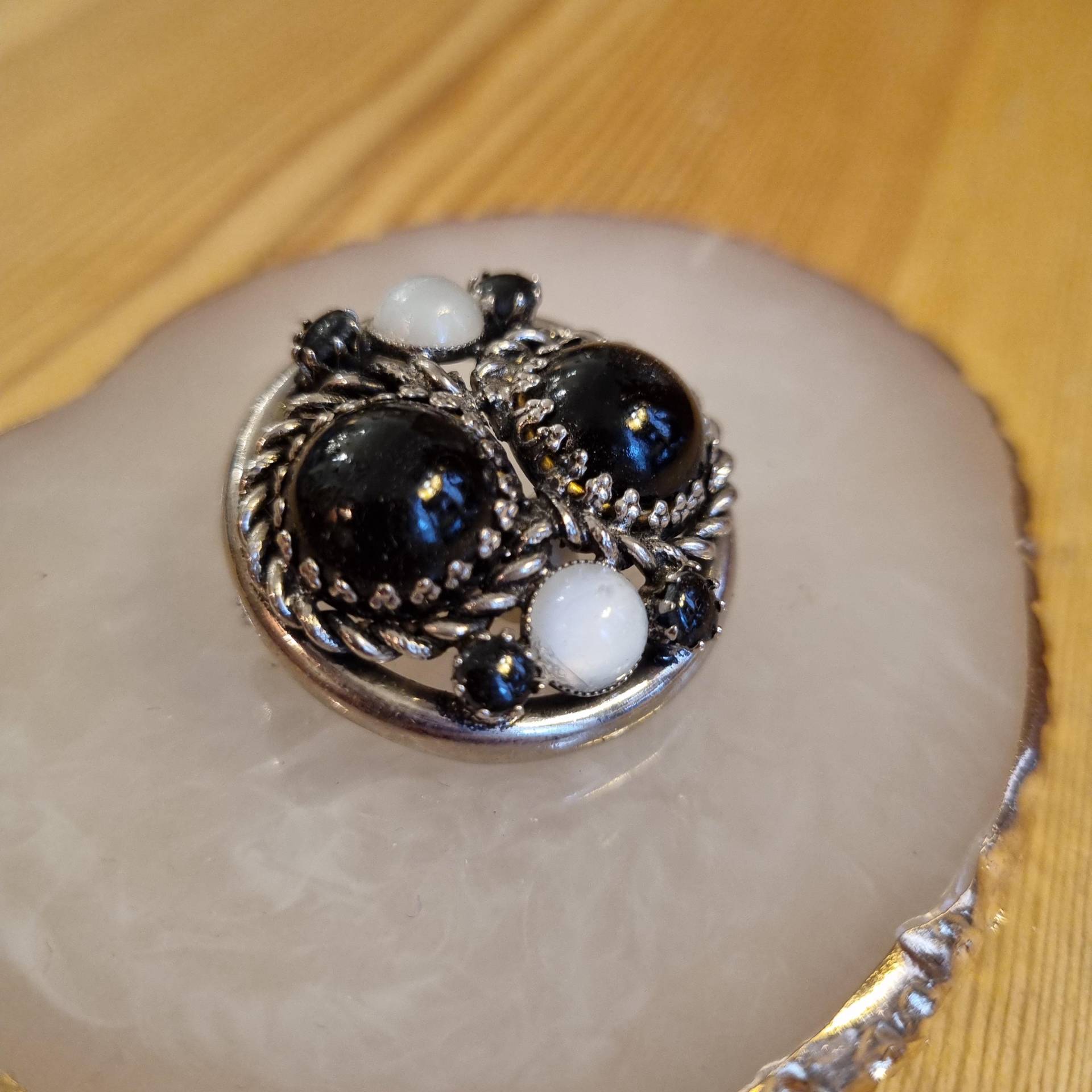 Vintage Brosche 50Er Jahre "Siena" Silber Schwarz von AntikStorys