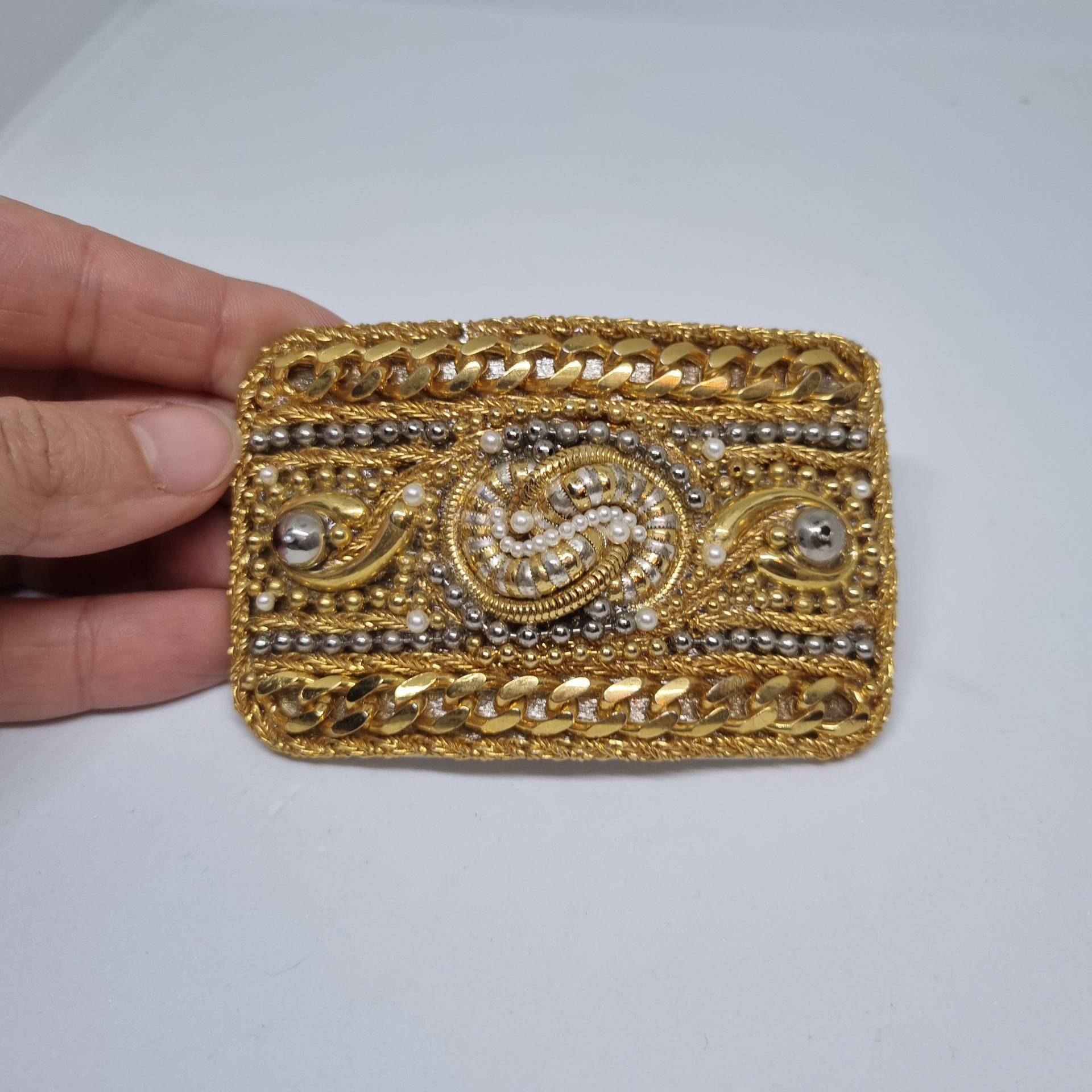 Vintage Gürtelschnalle Taillengütel Aus Den 80Ern-Handmade Berlin Silber Gold von AntikStorys