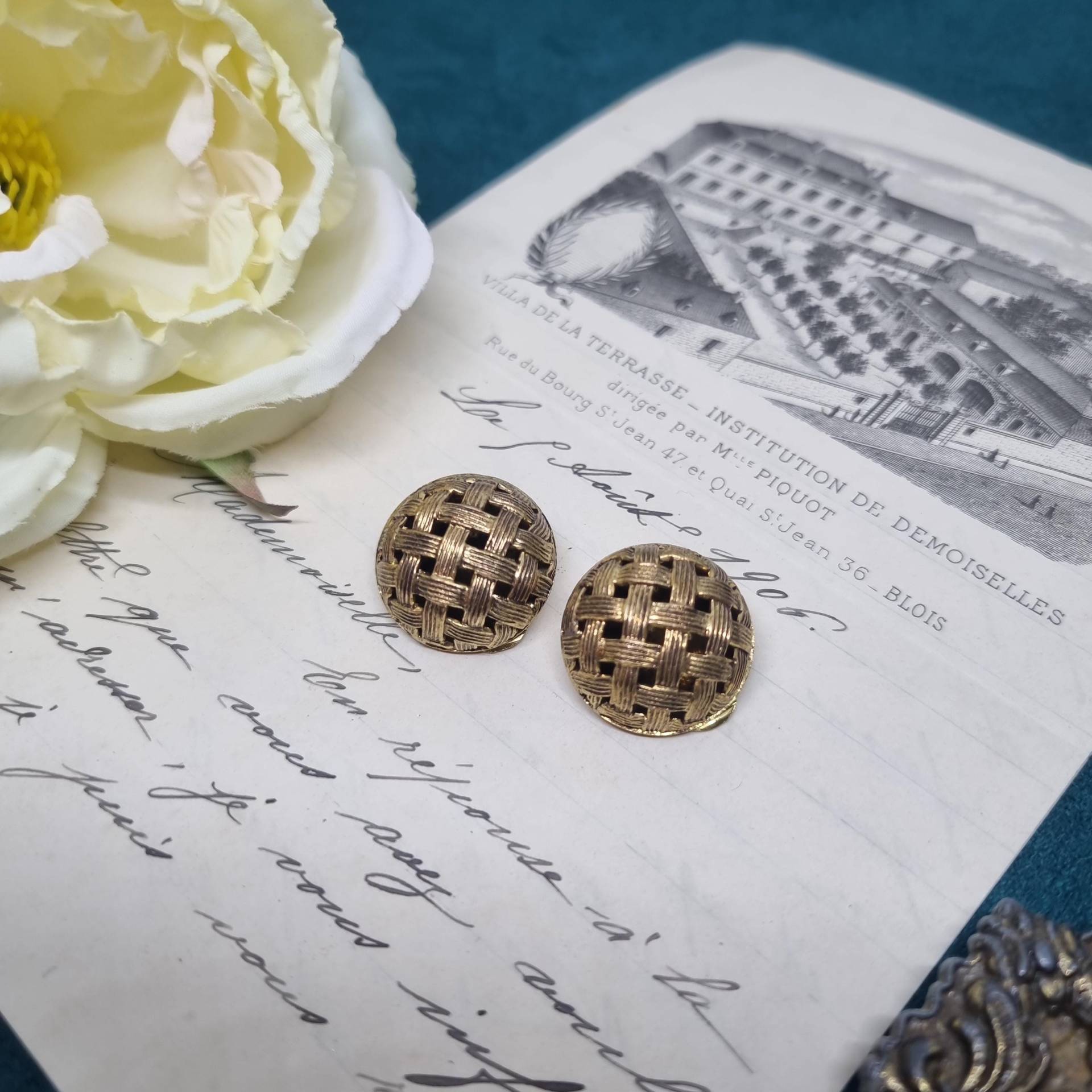 Vintage Ohrclips 50Er Jahre Massive Runway Ohrringe/Made in West Germany Statement Clips Gold Flechtmuster von AntikStorys