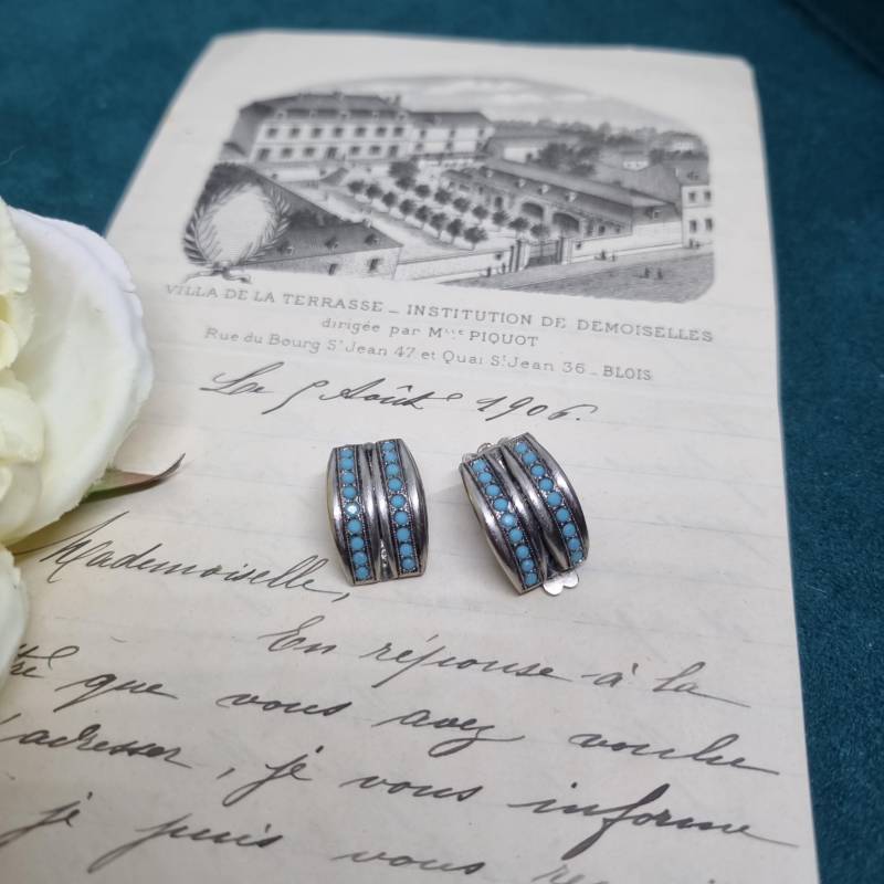 Vintage Ohrclips 50Er Jahre Massive Runway Ohrringe/Made in West Germany Statement Clips Silber Blau von AntikStorys