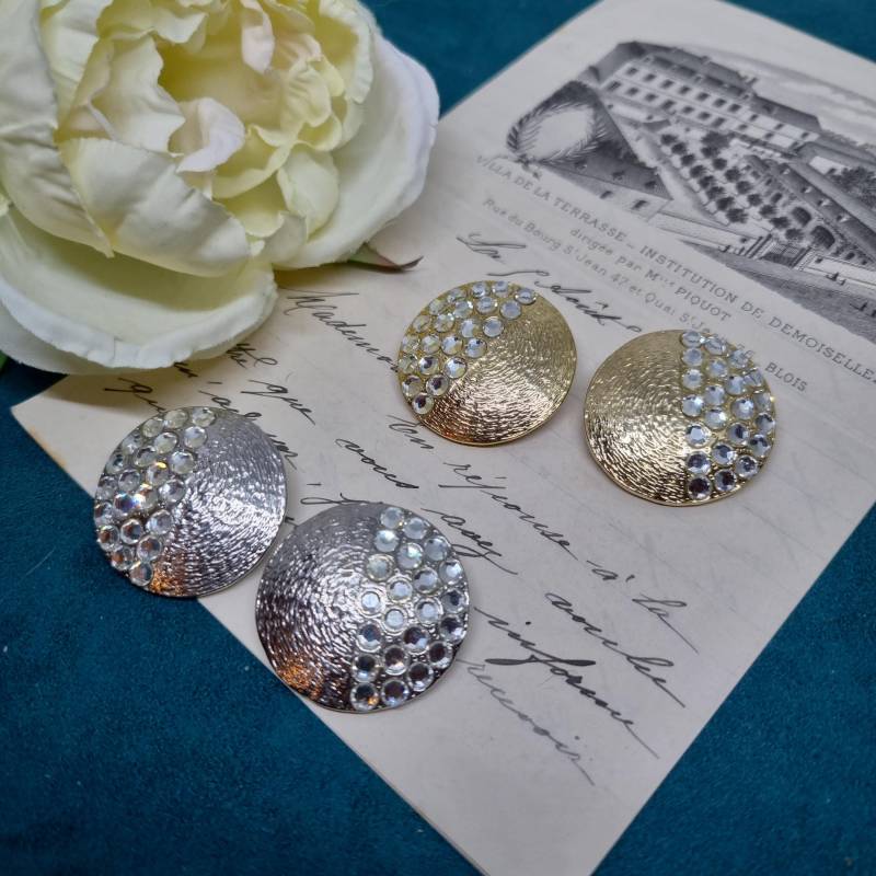 Vintage Ohrclips 50Er Jahre Massive Runway Ohrringe/Made in West Germany Statement Clips Silber Gold Strass Rund von AntikStorys